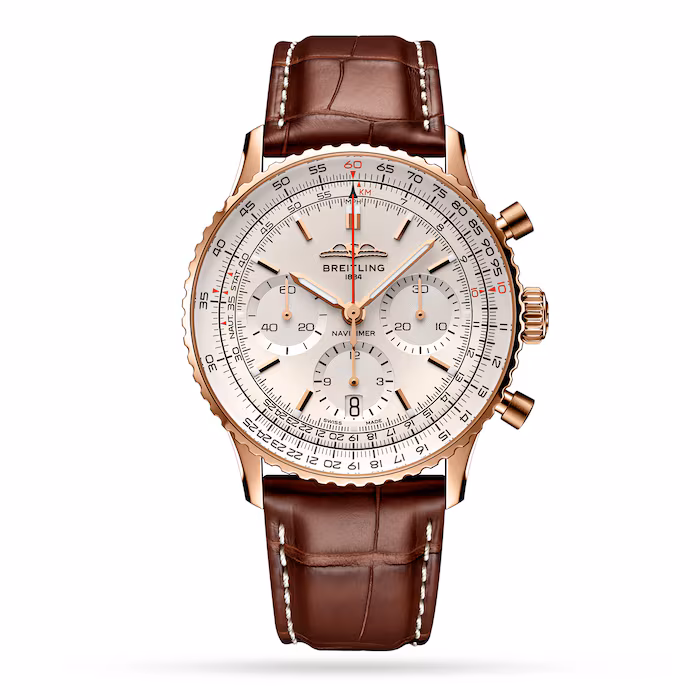 Breitling Navitimer B01 Chronograph 41mm 18K Kırmızı Altın Gümüş Kadran