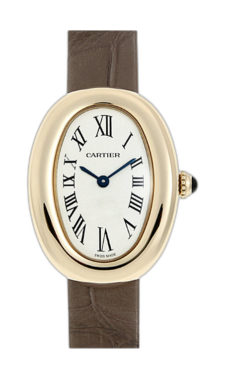 Cartier Baignoire Small Model 18K Sarı Altın & Siyah Rugan Deri