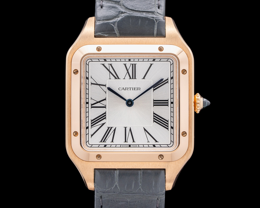 Cartier Santos-Dumont Large Model 18K Gül Altın & Gümüş Kadran