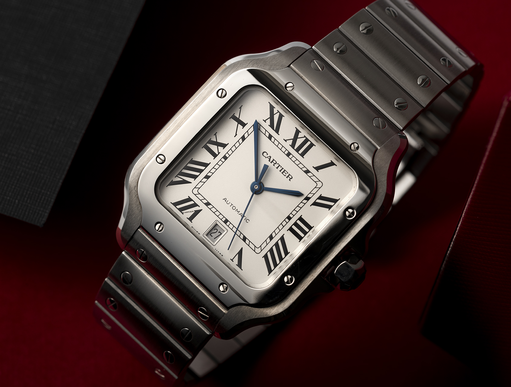Cartier Santos de Cartier Large Model Çelik Gümüş Kadran