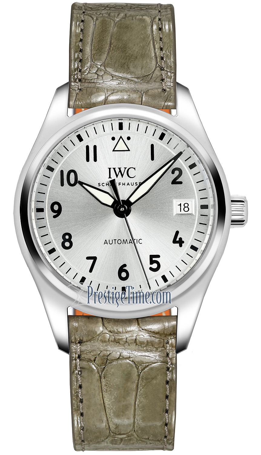 IWC Schaffhausen Pilot's Watch Automatic 36mm Gümüş Kadran Kahverengi Santoni Deri