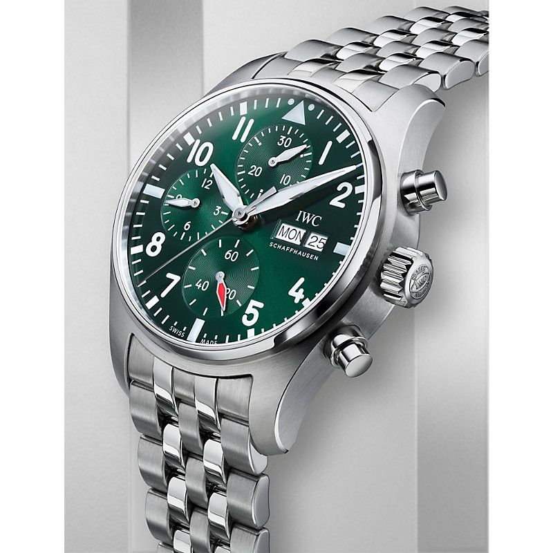 IWC Schaffhausen Pilot's Watch Chronograph 41mm Yeşil Kadran Çelik Bilezik
