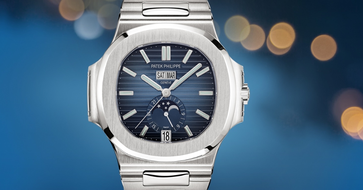 Patek Philippe Nautilus Yıllık Takvim & Ay Fazı Çelik Mavi Kadran