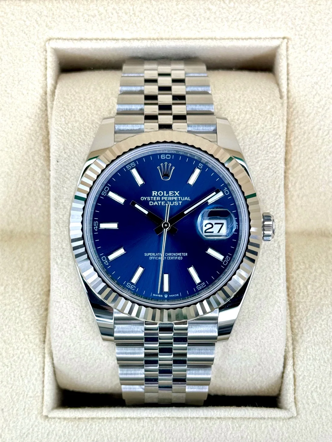 Rolex Datejust 41mm Yivli Bezel & Mavi Kadran Jubilee