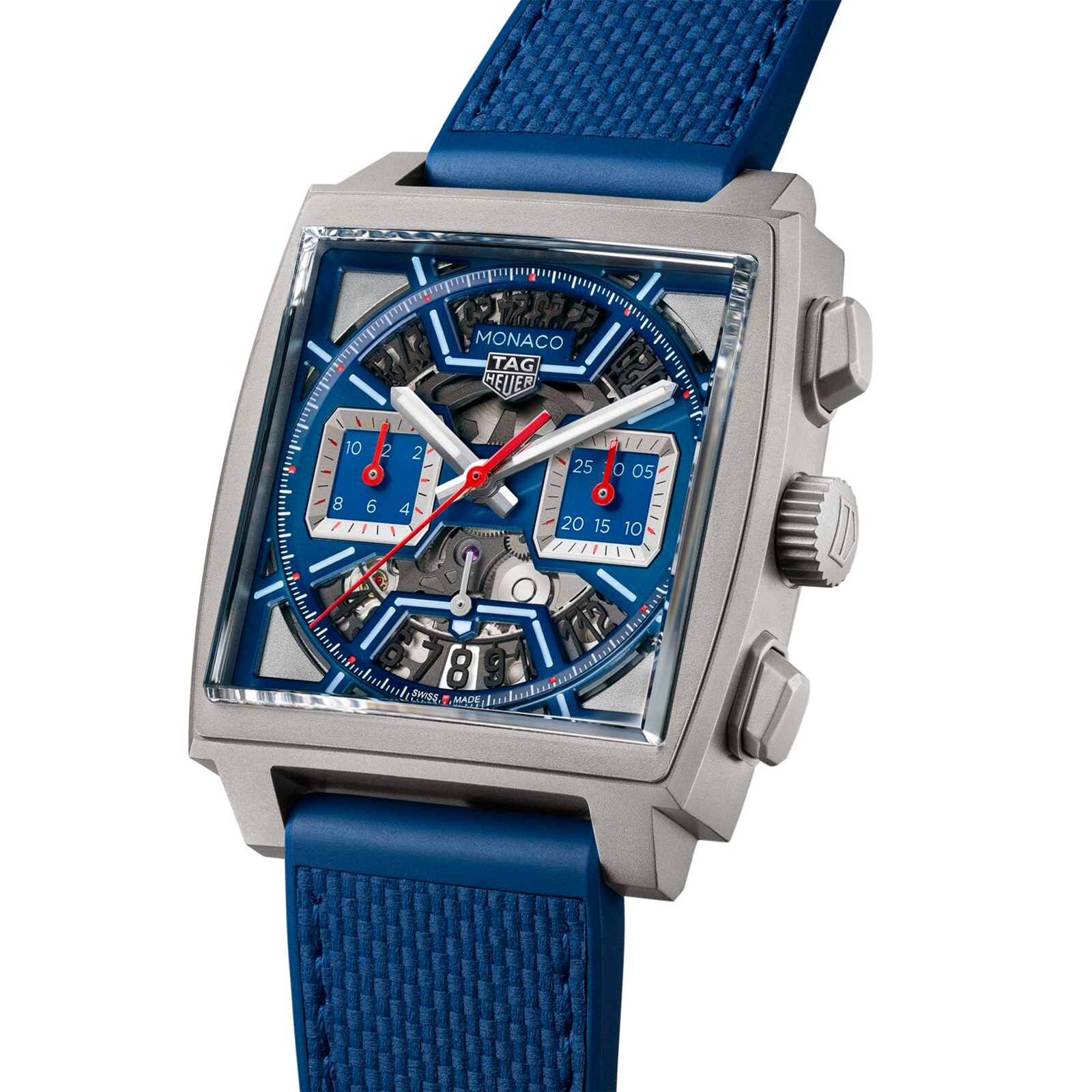 TAG Heuer Monaco Chronograph İskelet Kadran 'Original Blue' Titanyum
